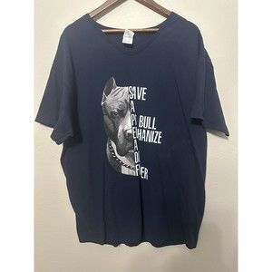 "Save a Pitbull Euthanize a Dog Fighter" T-Shirt 2XL Blue